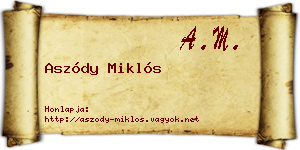Aszódy Miklós névjegykártya