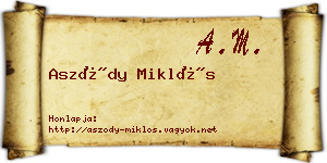 Aszódy Miklós névjegykártya